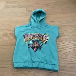 Girls Hooded Top – Size 7/8 – Teal “Fresh” Graphic – H.E.R. Collection